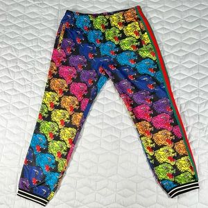 🐯GUCCI ANGRY TIGER PRINTED JERSEY JOGGER PANTS ‘RAINBOW’🐯